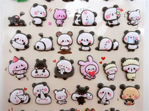 Japanese Mochi Panda Puffy Stickers Kawaii Panda Stickers Mochi