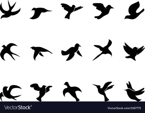 Simple Birds Flying Silhouettes Royalty Free Vector Image