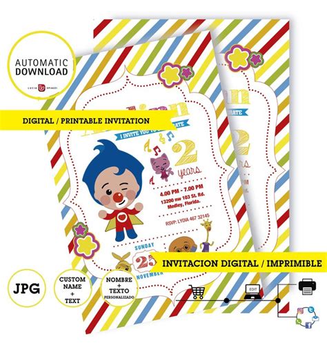 Clown Plim Plim Card Plim Plim Instant Digital Download Etsy In Printable