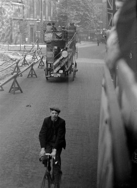 1890s London With A Cyclist In The Foreground And An Omnibus Probably