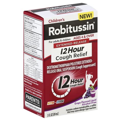 Robitussin Childrens Grape Flavor 12 Hour Extended Release Cough