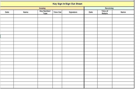 Key Sign Out Sheet Template Flyer Template