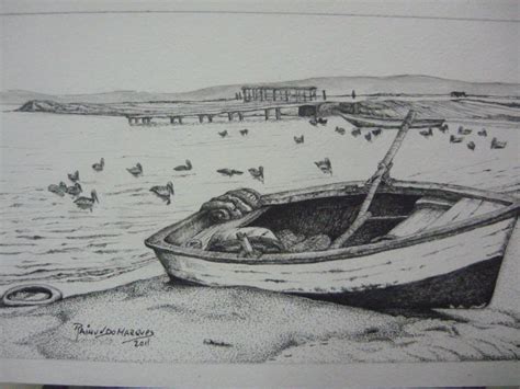 Canoas que transportan personas en los rios. Block de Dibujo de Raimundo Marques: Unos botes ...