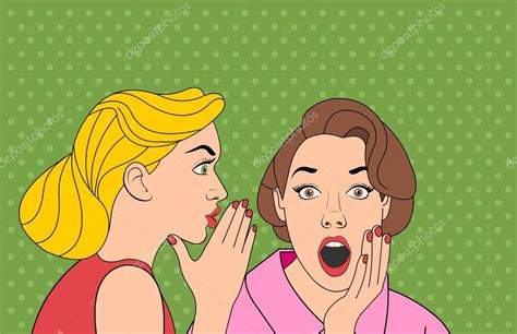 Beautiful Retro Woman Whispering A Gossip To Her Surprised Friend