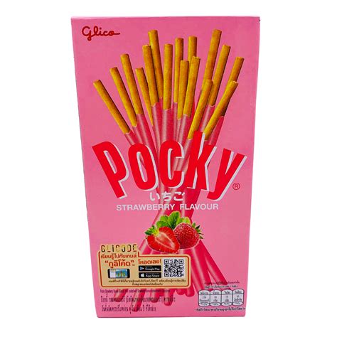 Pocky Sticks Strawberry Flavoured Biscuits 45g By Glico Thai Food Online Authentic Thai