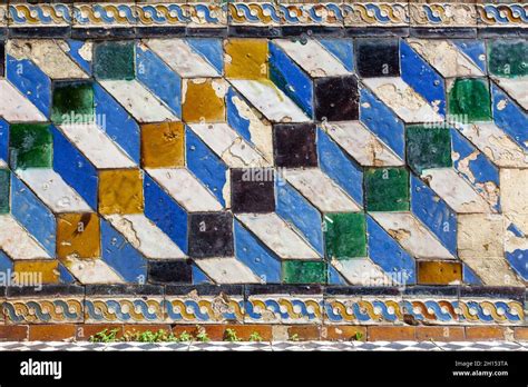 Moorish Ceramic Tiles With Simple Geometric Pattern Stock Photo Alamy