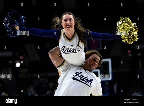 Notre Dame Cheerleaders Perform During The Second Half Of An Ncaa