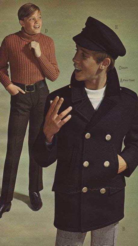 1966 melton wool navy pea coat with cap was a mod style signature 70s fashion men 1960s