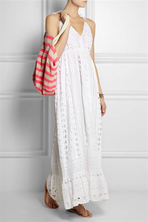 Michael Michael Kors Broderie Anglaise Cottonvoile Maxi Dress In White