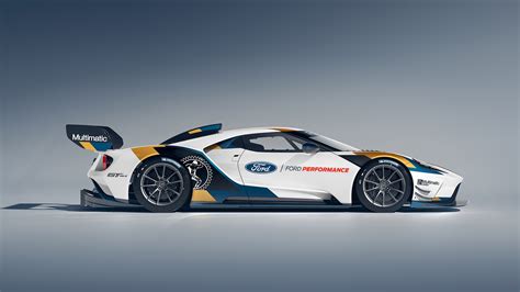 Ford Gt Vehicle Ford White Cars Race Cars Simple Background Side