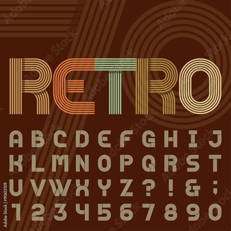 Retro Style Stripe Alphabet Vector Font Sans Serif Type Funky Letters