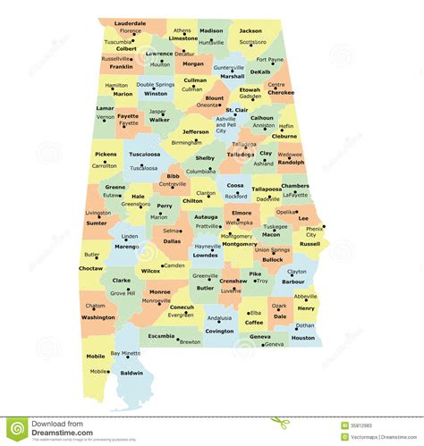 Alabama County Map Stock Photos Image 35812983