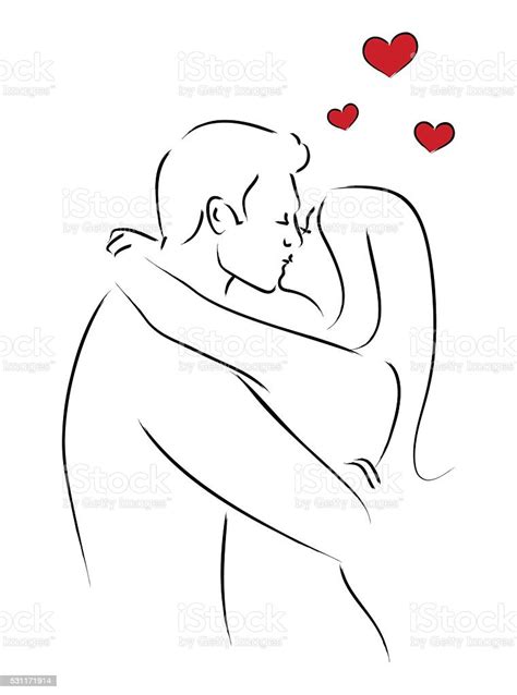 Line Art Of Kissing Couple Stock Illustration Download Image Now