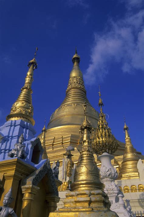 Evening Light On The Golden Stupas Of The Shwedagon Pagoda In Yangon