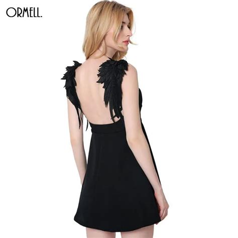 Buy Ormell Ladies 2016 New Arrival Summer Style Sexy Dresses Women Black Wings