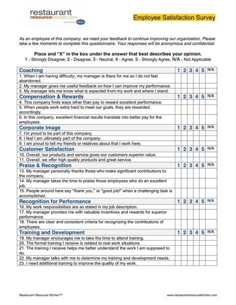 Employee Satisfaction Survey In Word And Pdf Formats