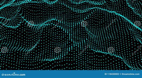 Abstract Digital Wave Grid Consist Of Particles Stock Vector