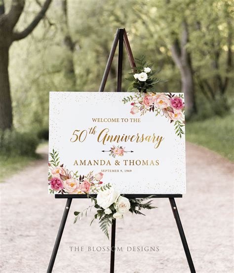50th Anniversary Welcome Sign 50th Anniversary Sign Etsy