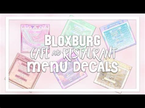 Don't forget to like today i made bloxburg menu decals. Bloxburg Menu Decals Decal ID Codes Cafe & Restaurants - Part 1 - YouTube | Menu restaurant ...