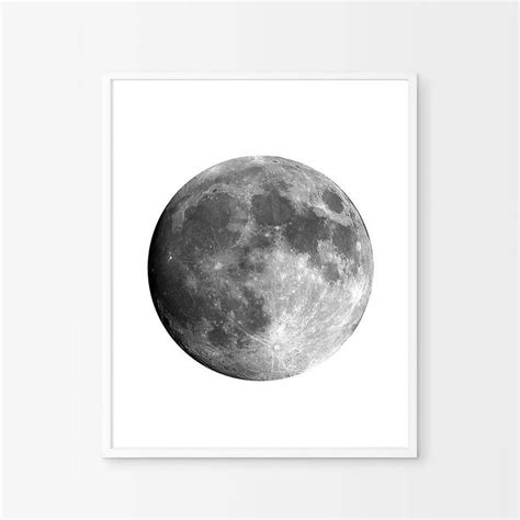 Moon Phase Art Prints Set Of 3 Lunar Phases Black And White Etsy