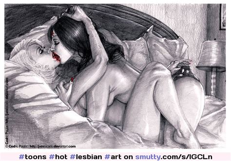 Hot Lesbian Art Blackandwhite Drawing Wonderwoman