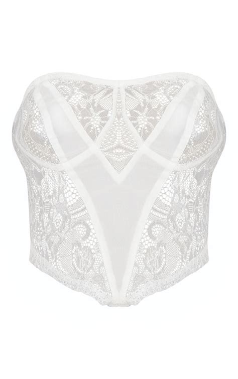 White Bandeau Lace Bralet Tops Prettylittlething