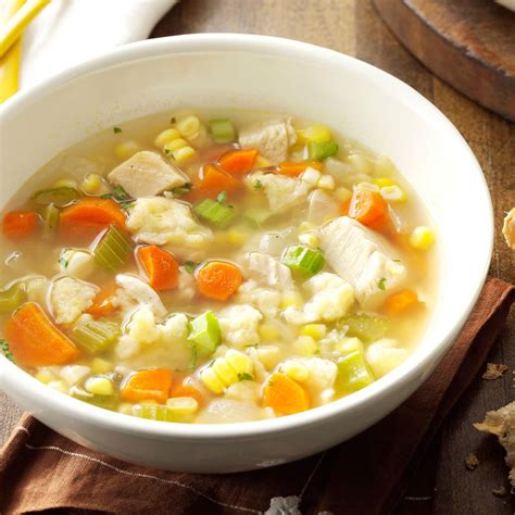 The broth is really flavourful, yet simple to prepare, and you can use leftover cooked chicken too! Chicken Corn Soup with Rivels Recipe | Taste of Home
