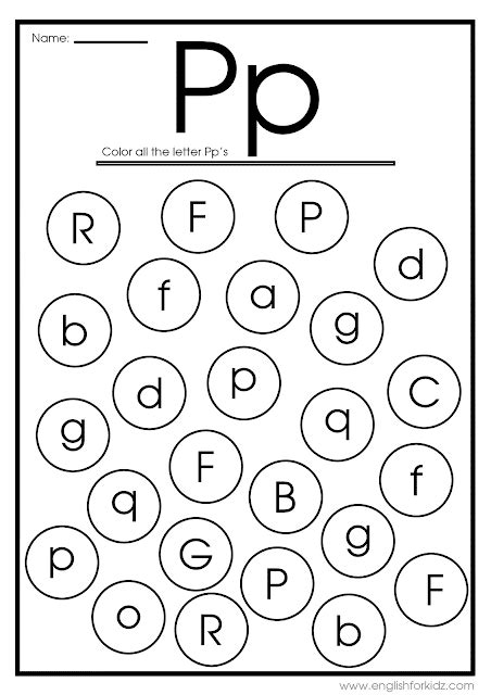 Find Letter P Worksheet Printable Esl Materials To Teach English