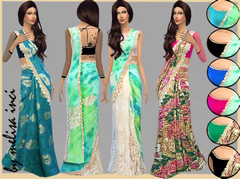 Sims 4 Ccs The Best Floral Print Sarees By Melisa Inci