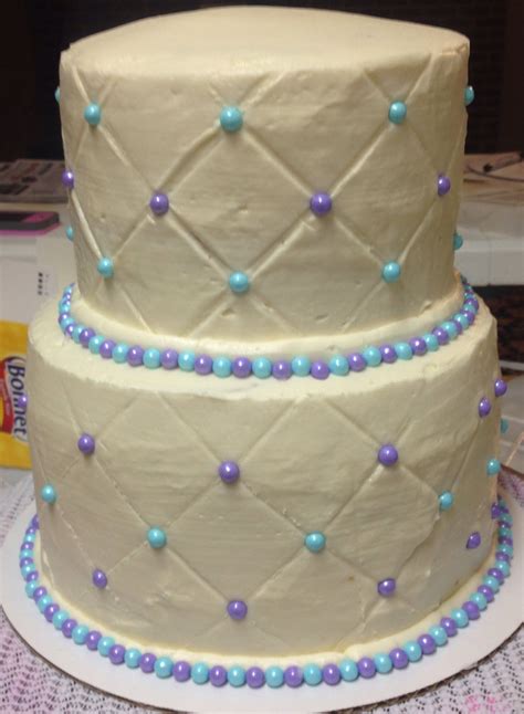 Quilted Buttercream Icing With Blue And Purple Pearls Pretty Cakes