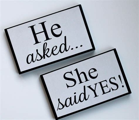 engagement photo prop he asked she said yes wedding sign photo prop 24 00 via etsy