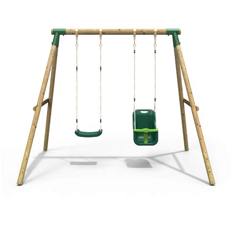 Rebo Childrens Wooden Garden Swing Sets Single Baby Swing Seats