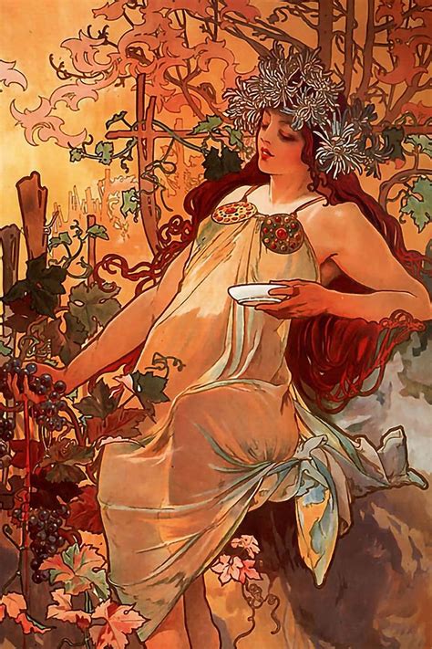 Alphonse Mucha Four Seasons Autumn Art Nouveau Decor