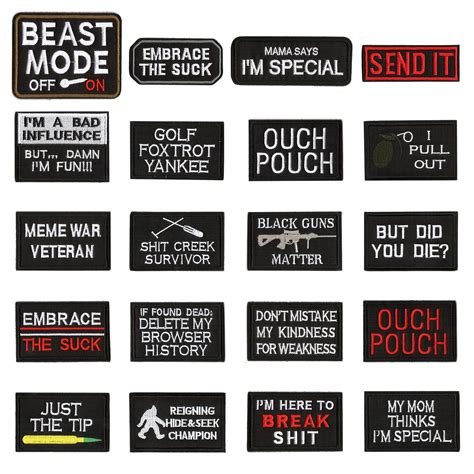 Wzt 20 Pieces Funny Tactical Military Morale Patch Full Embroidery