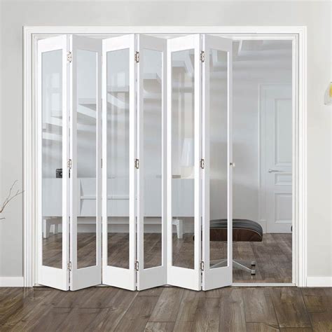 Bespoke Slimline 6 Folding Marston White Doors Clear Glass Prefini