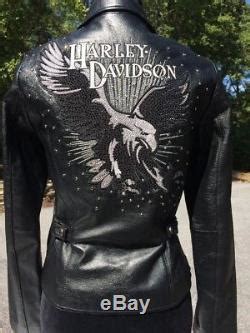⭐harley davidson leather bling riding jacket, rhinestones on back, women's large. Harley Davidson DAZZLE Leather Jacket Women's Large ...
