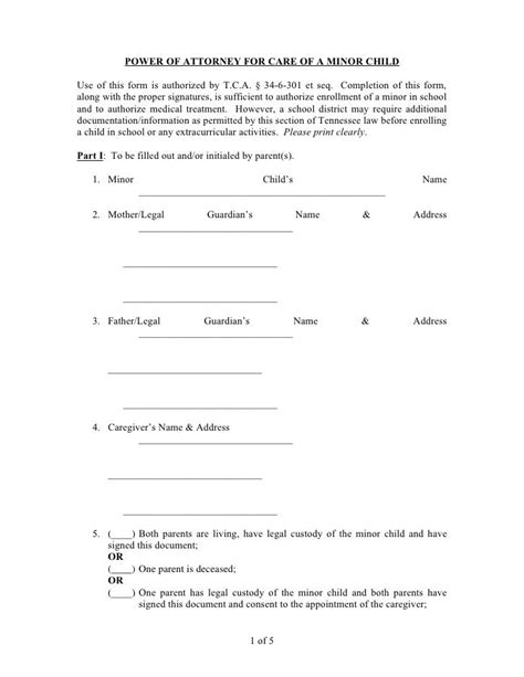 Power Of Attorney Form For Child Free Printable Living Will Forms