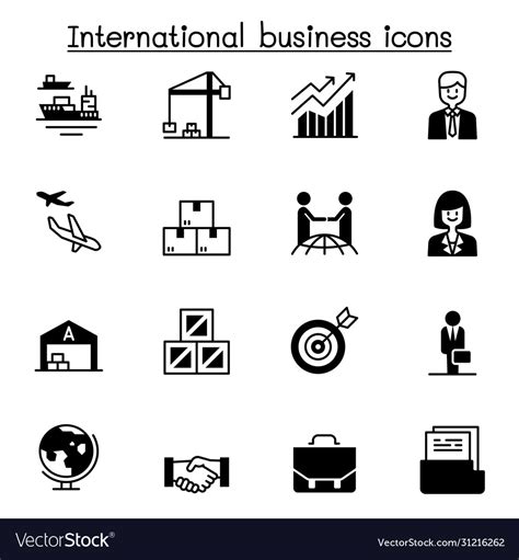 International Business Icon Set Graphic Design Vector Image