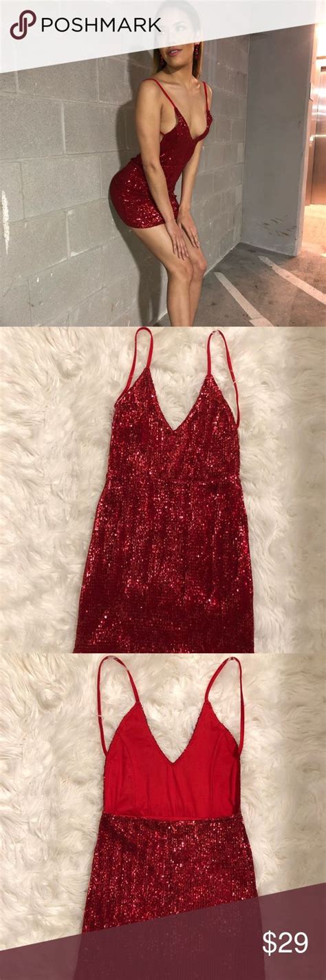 Red Sequin Mini Backless Dress Red Sequin Sequin Mini Backless Dress