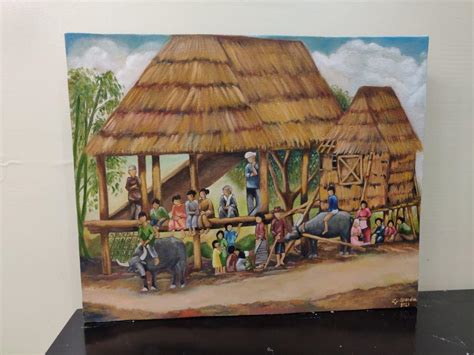 Oil Painting Bahay Kubo Hobbies And Toys Stationary And Craft Art
