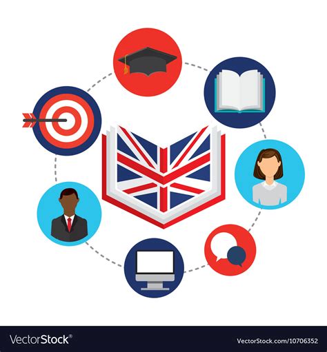 Learn English Education Icons Royalty Free Vector Image