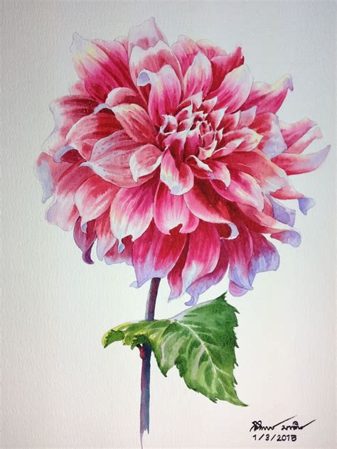 Painting Demonstration On Last Sundaydahlia Flower By Ti Watercolor
