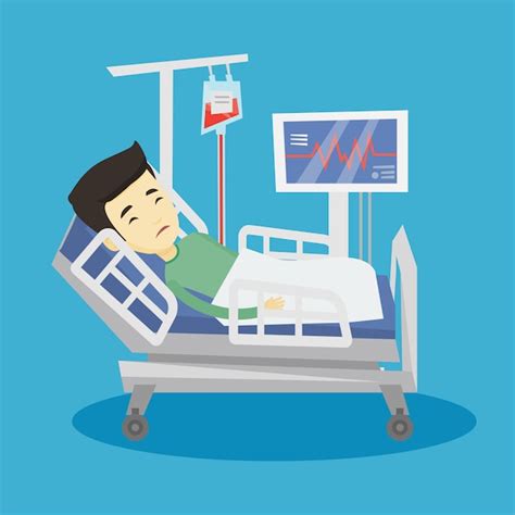 Premium Vector Man Lying In Hospital Bed Illustration