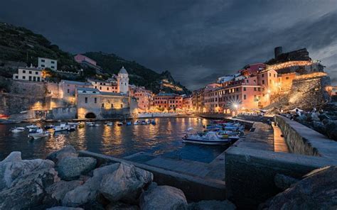 Download Wallpapers Vernazza Cinque Terre Evening Bay Coast