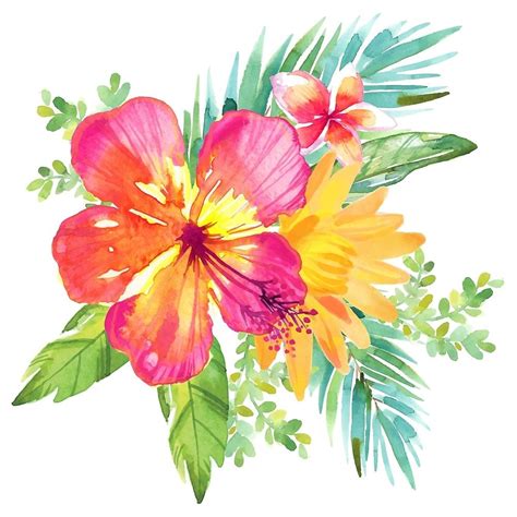 Tropical Colorful Flowers By Junkydotcom Flower Drawing Flowers