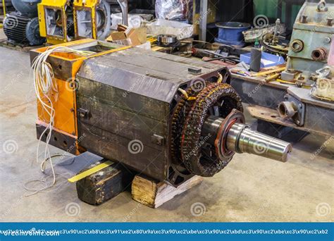 Disassembled Large Electric Motor In A Repair Shop Stock Image Image
