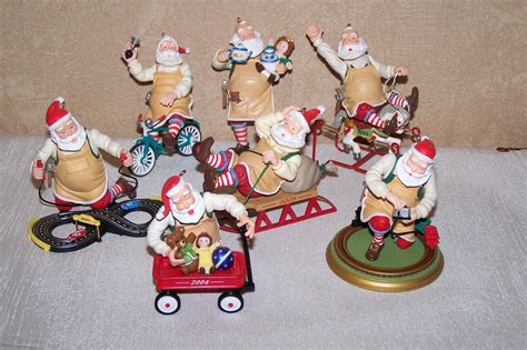 Hallmark Ornament Toymaker Santa Series Lot Of 7 Ornaments Antique