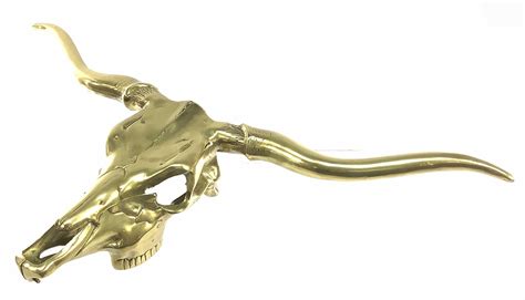 Lot Vintage Brass Bull Steer Skull Decor