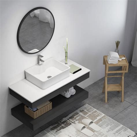 Luxury Modern 2435 Floating Wall Mount Single Bathroom Vanity Set