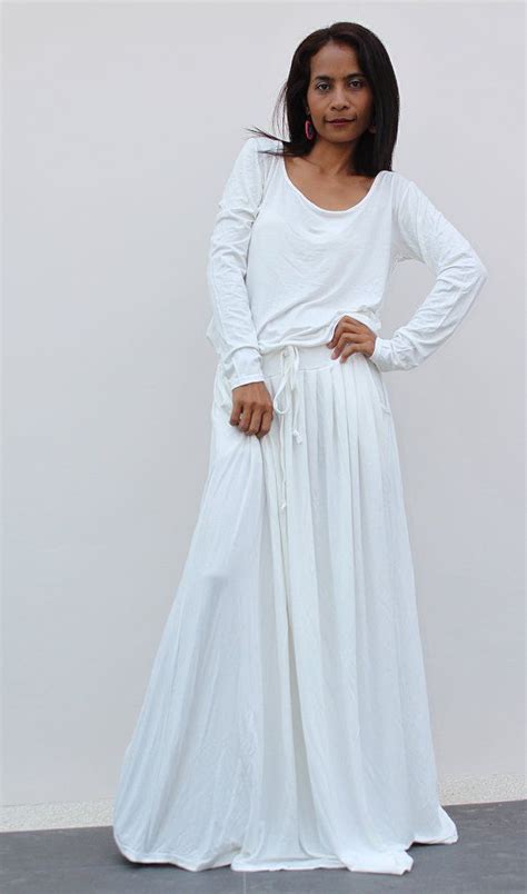 Off White Maxi Dress With Pockets Long Sleeve Womens Dress Handmade Maternity Bridesmaid